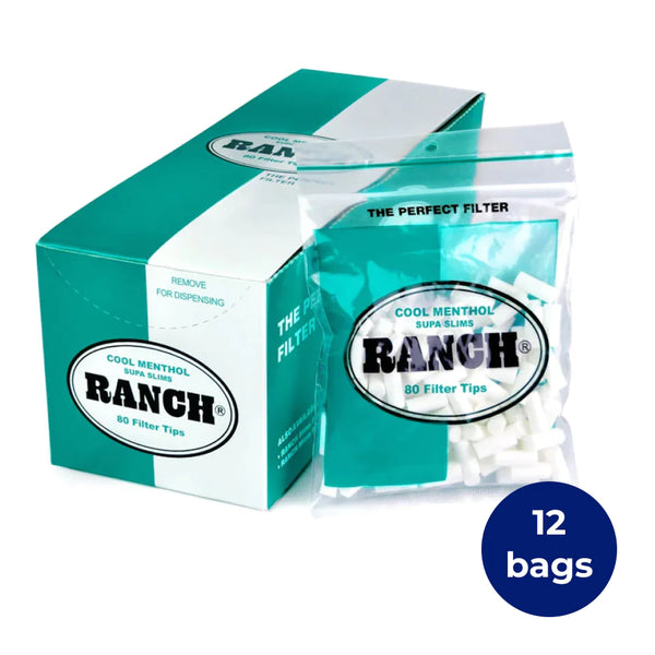 Ranch Cool Menthol Supa Slims Filters 80PK (Box of 12)