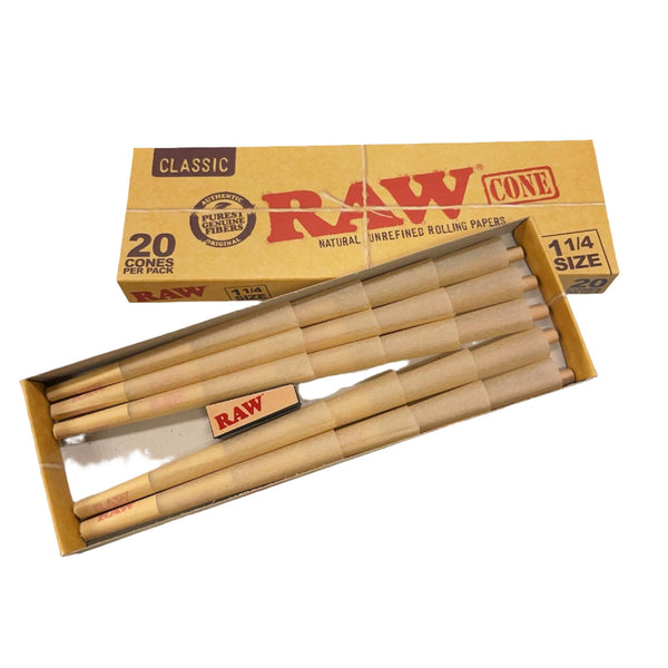 RAW Classic 1 1/4 Size Pre-Rolled Cones 20PK