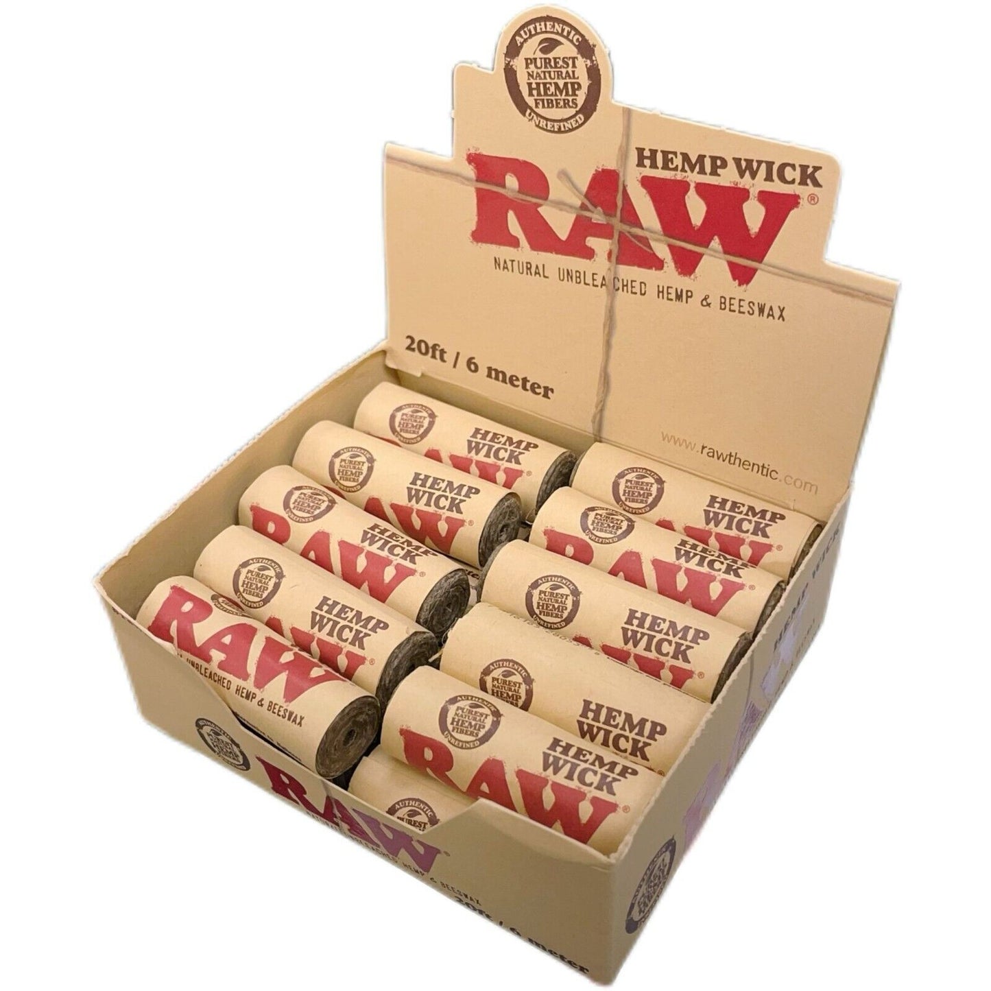 RAW Hemp Wick 6m - 20 Packs