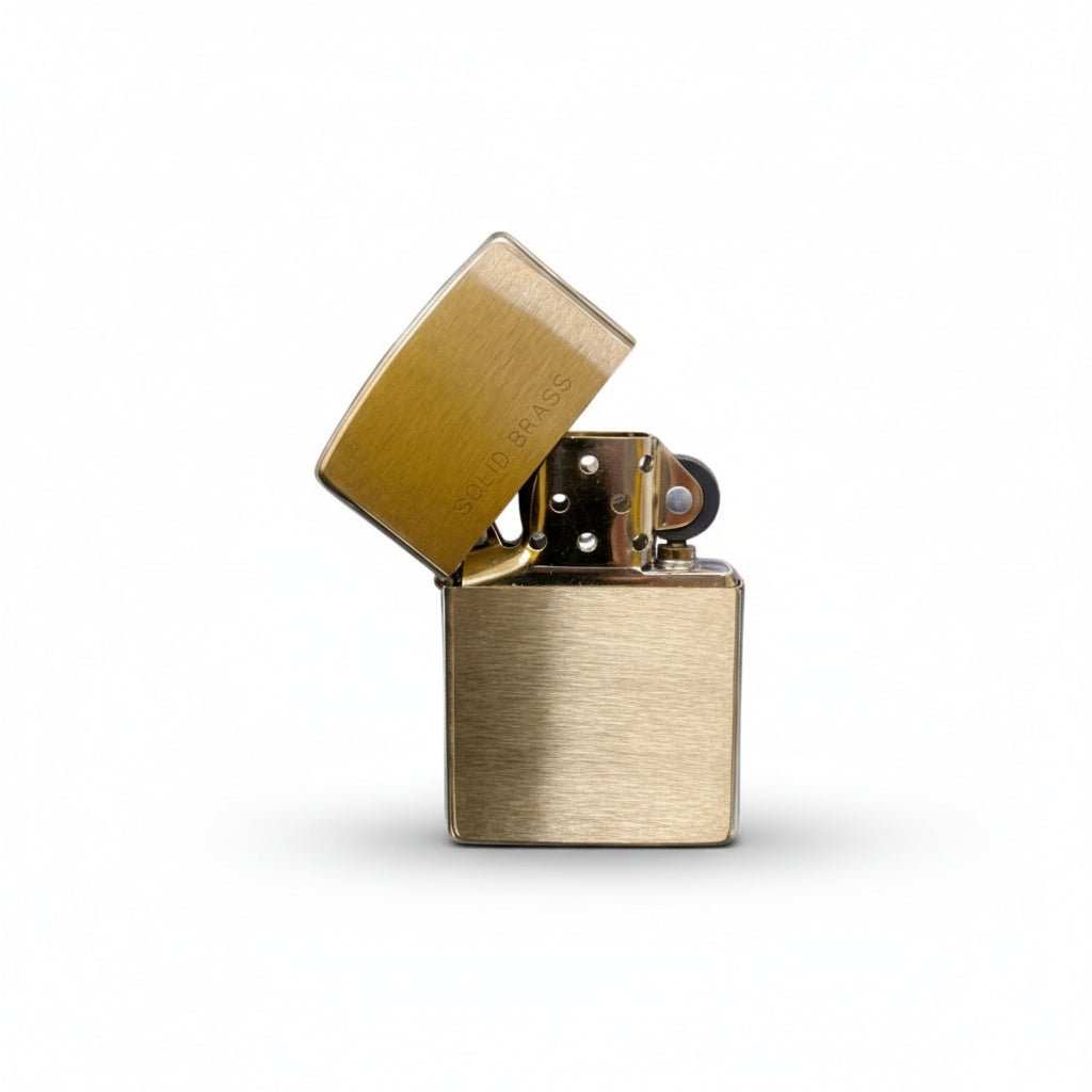 Zippo 204 Brushed Brass With Fluid & Flints