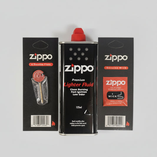 Zippo Premium Lighter Fluid 125ml + Wick + Flints